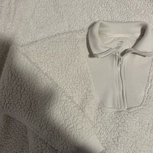 Aerie Cream Half-Zip Cowl Sweater